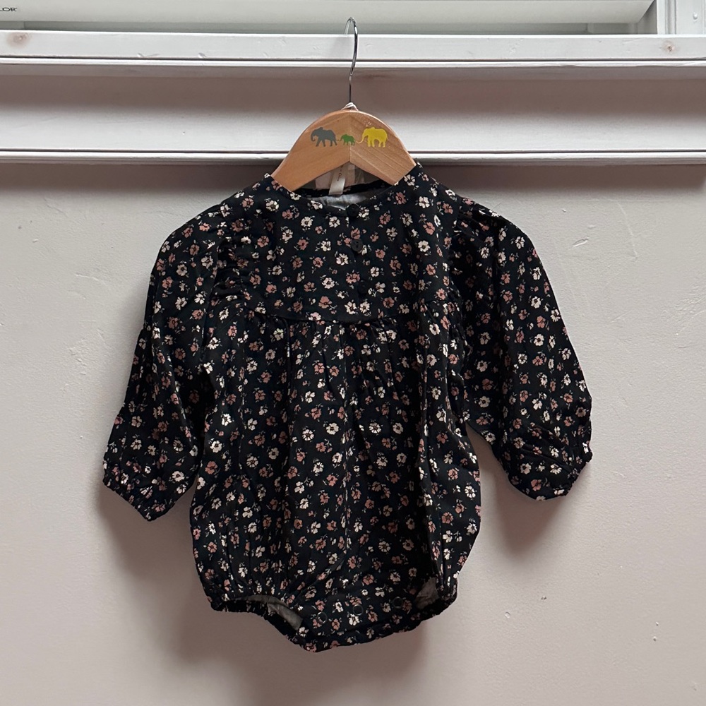 Rylee + cru gwen romper in dark floral